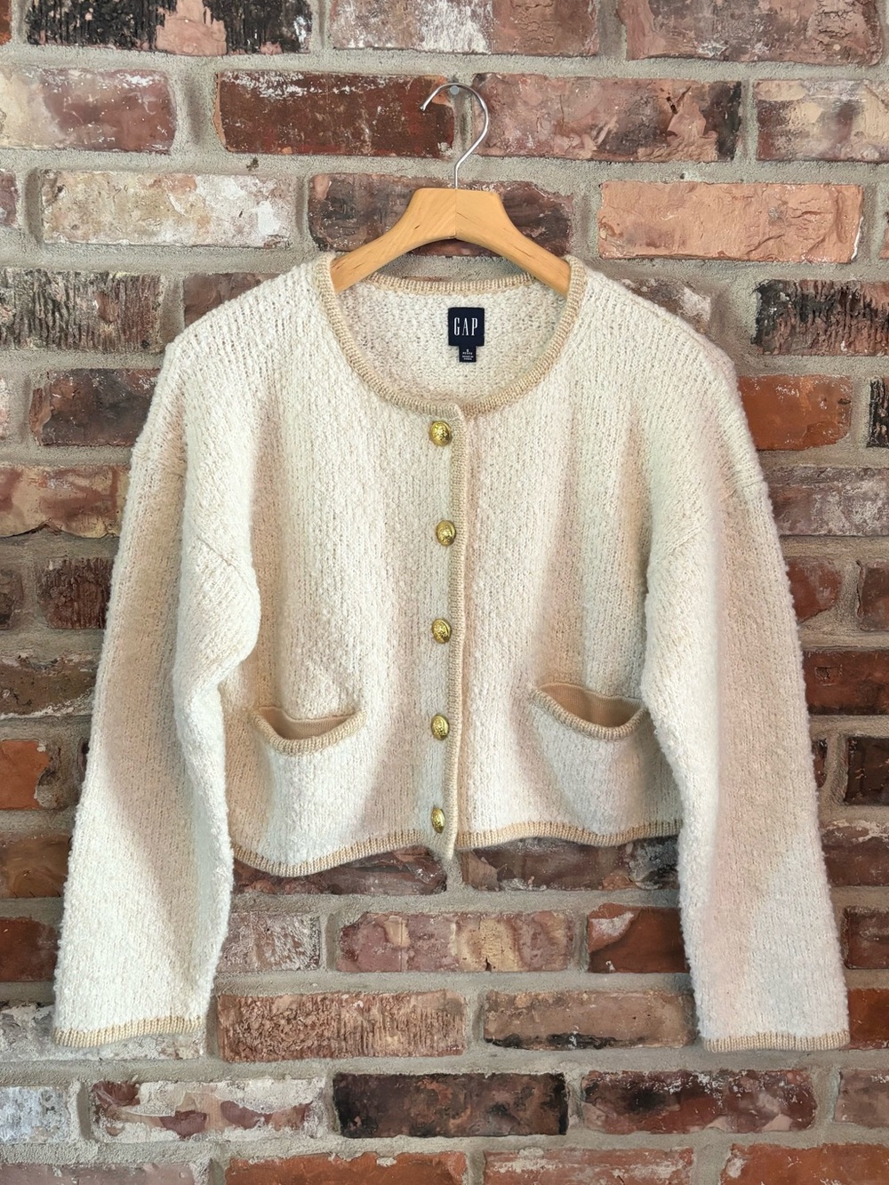 Gap Cream Boucle Lady Jacket Sweater, Small Petite